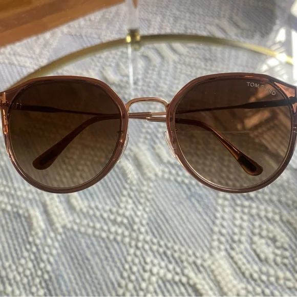 Tom Ford TF897-K 48F 55mm Round Sunglasses Dark Brown / Gradient